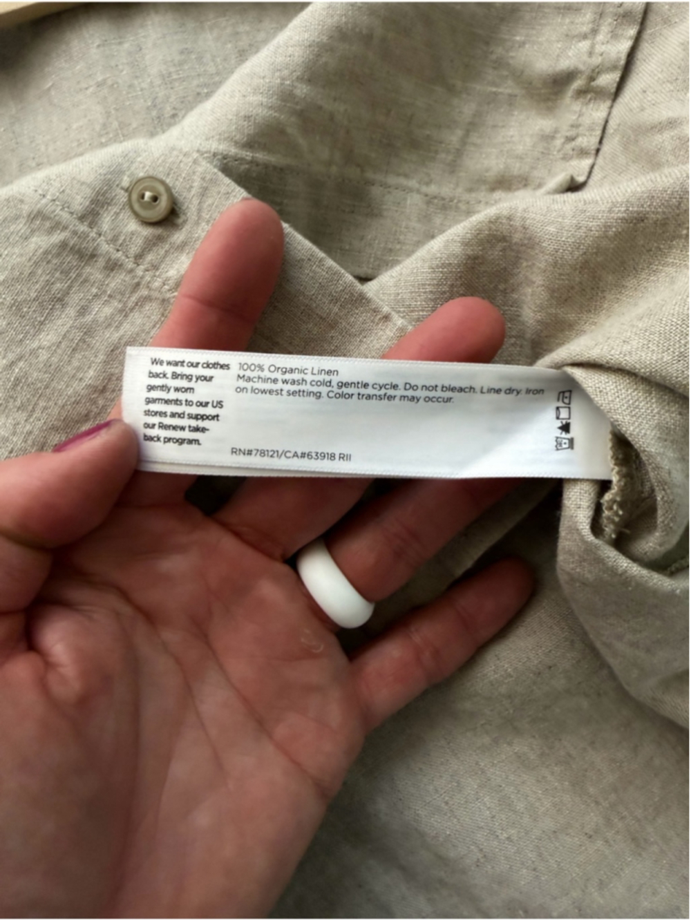 Eileen Fisher Beige Organic Linen Boxy Button Up Minimalist Capsule Shirt XS - Picture 7 of 9